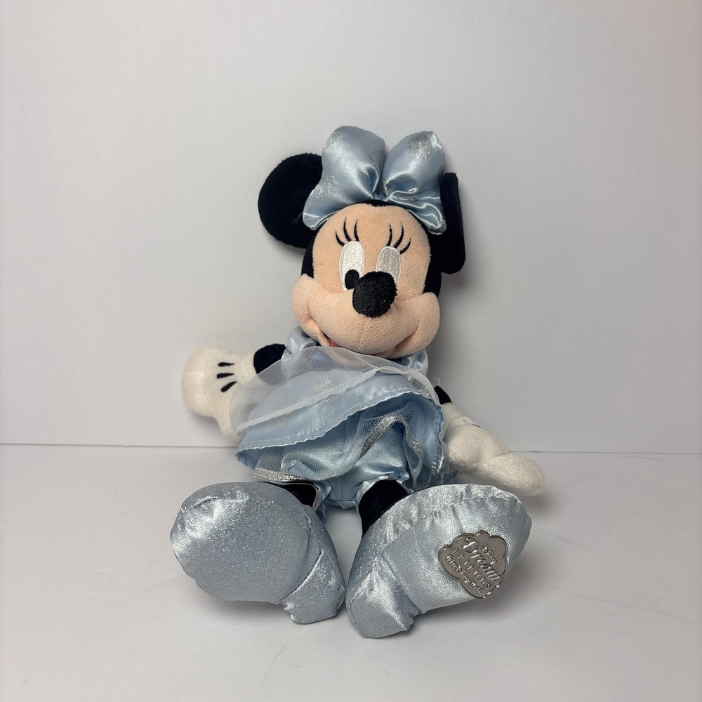 Disney Parks Dream Friends Minnie Mouse Plush Blue Silver Dress 12"